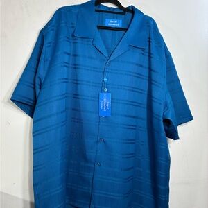 Royal Diamond Blue Short Sleeve Button-Up Shirt 5X NEW